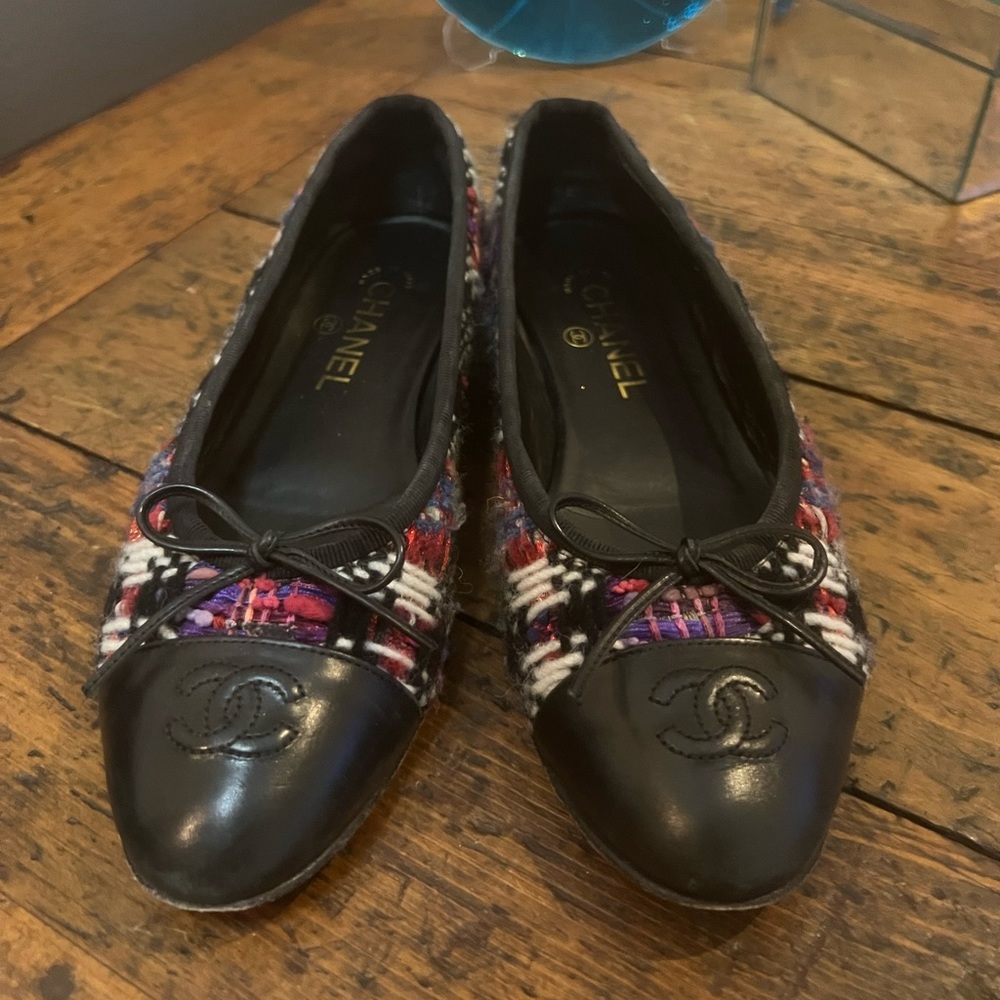 Chanel Size 39 | Black & Multicolor Tweed Ballet Flat